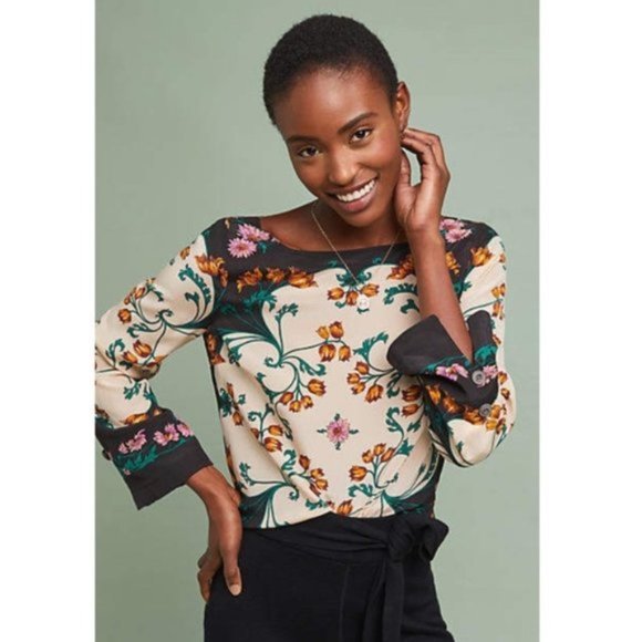 Anthropologie Tops - Maeve Florence Silk Floral Blouse Size 6